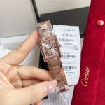 Cartier Tank Solo Stainless Steel 24MM Imported Quartz Movement Steel Strap Women Square Watch